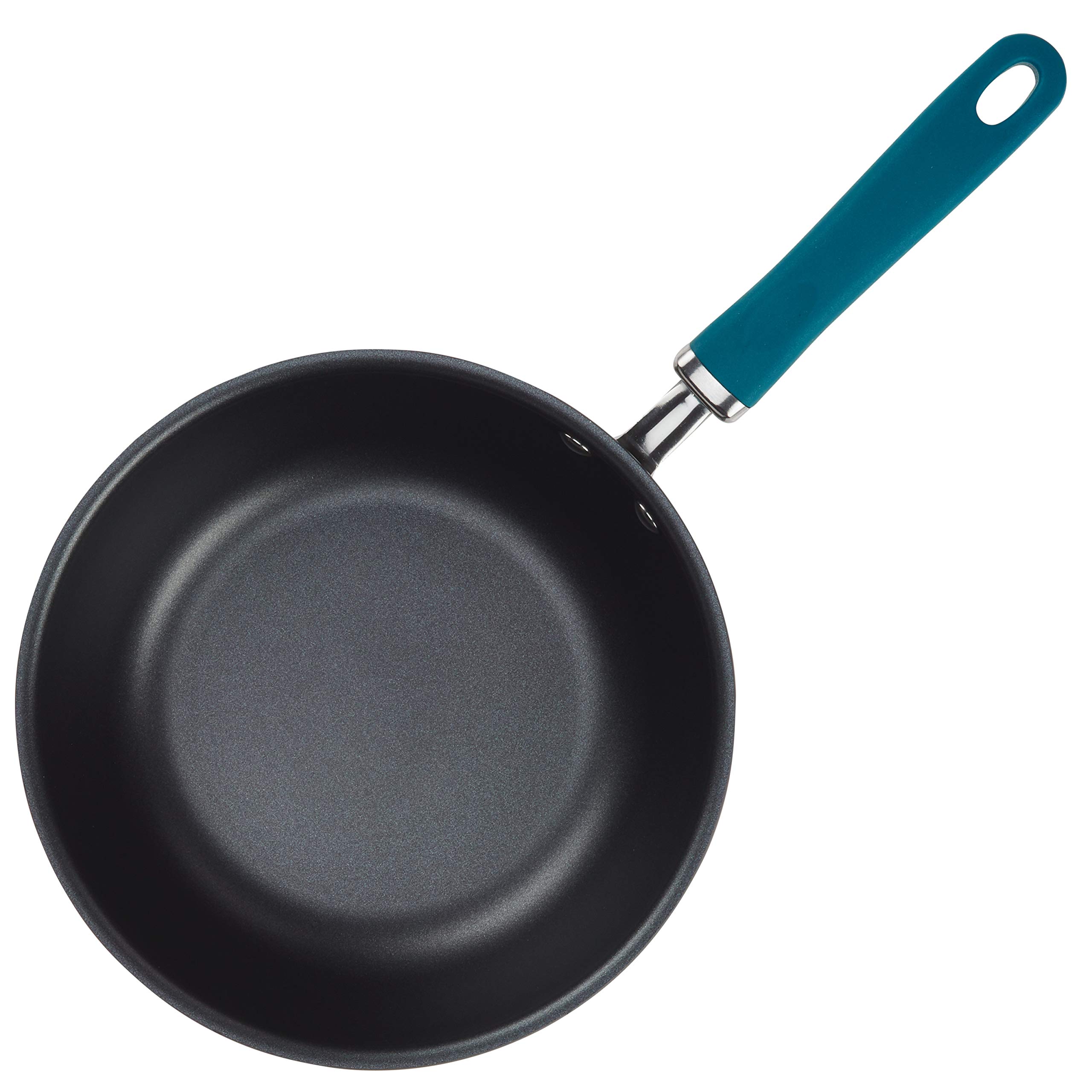 Rachael Ray Create Delicious Hard Anodized Nonstick Saute/All Purpose Pan with Lid, 3 Quart - Gray With Teal Handles