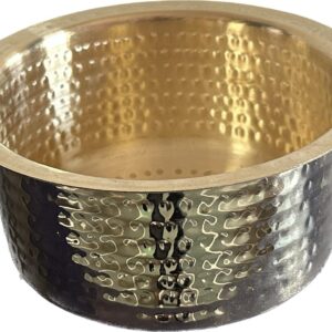 MUKE® Brass Hammered Patila, Brass Tope, Brass Cookware, Patila, Round Heavy Bottom Tapeli, Bhagona (1liter)