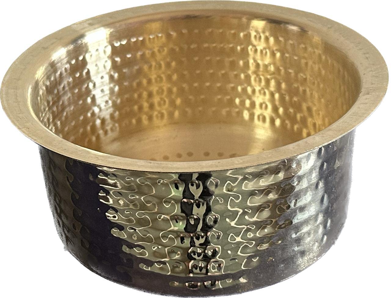 MUKE® Brass Hammered Patila, Brass Tope, Brass Cookware, Patila, Round Heavy Bottom Tapeli, Bhagona (1liter)