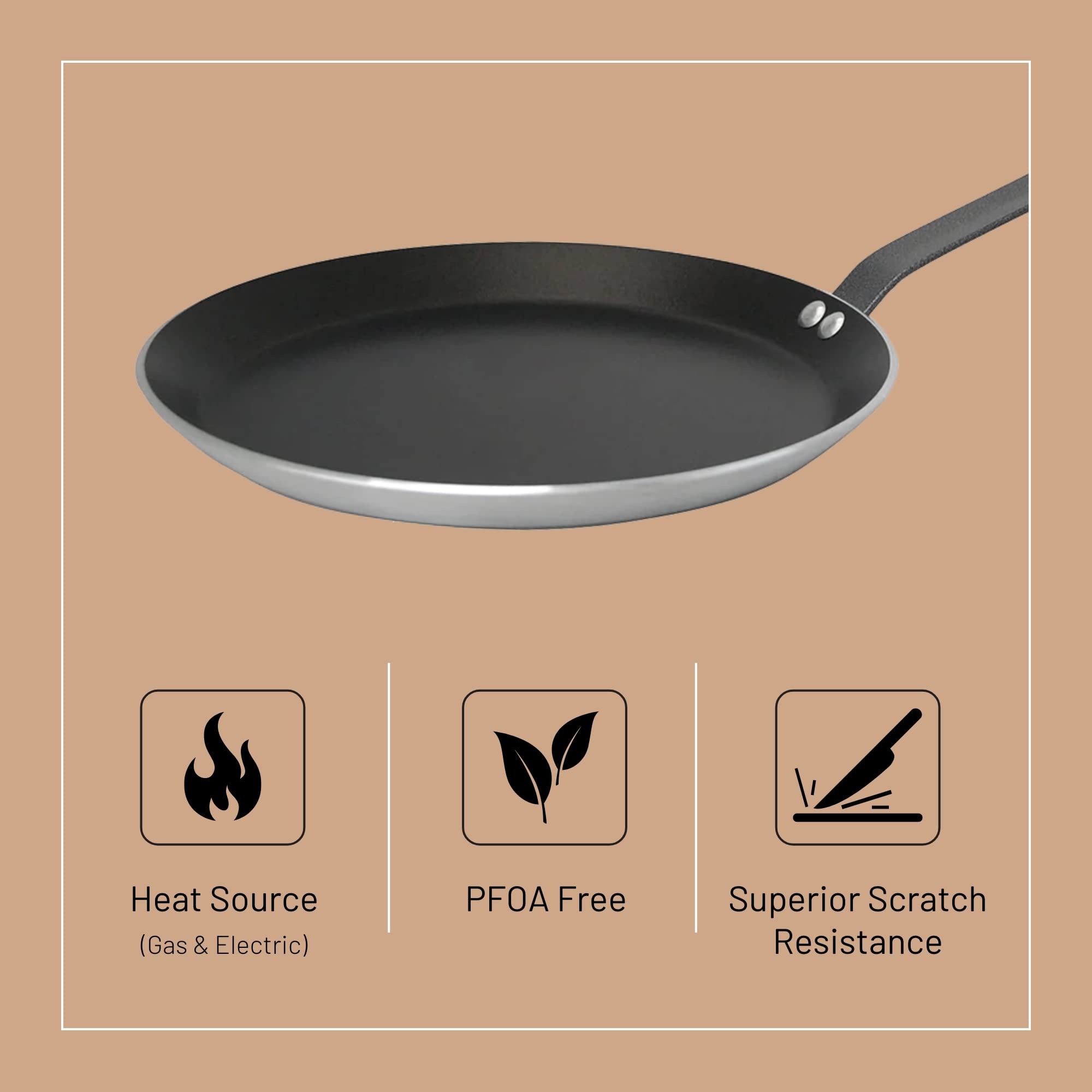 De Buyer CHOC Nonstick Crepe & Tortilla Pan - 12” - Ideal for Making & Reheating Crepes, Tortillas & Pancakes - 5-Layer PTFE Coating - Made in France