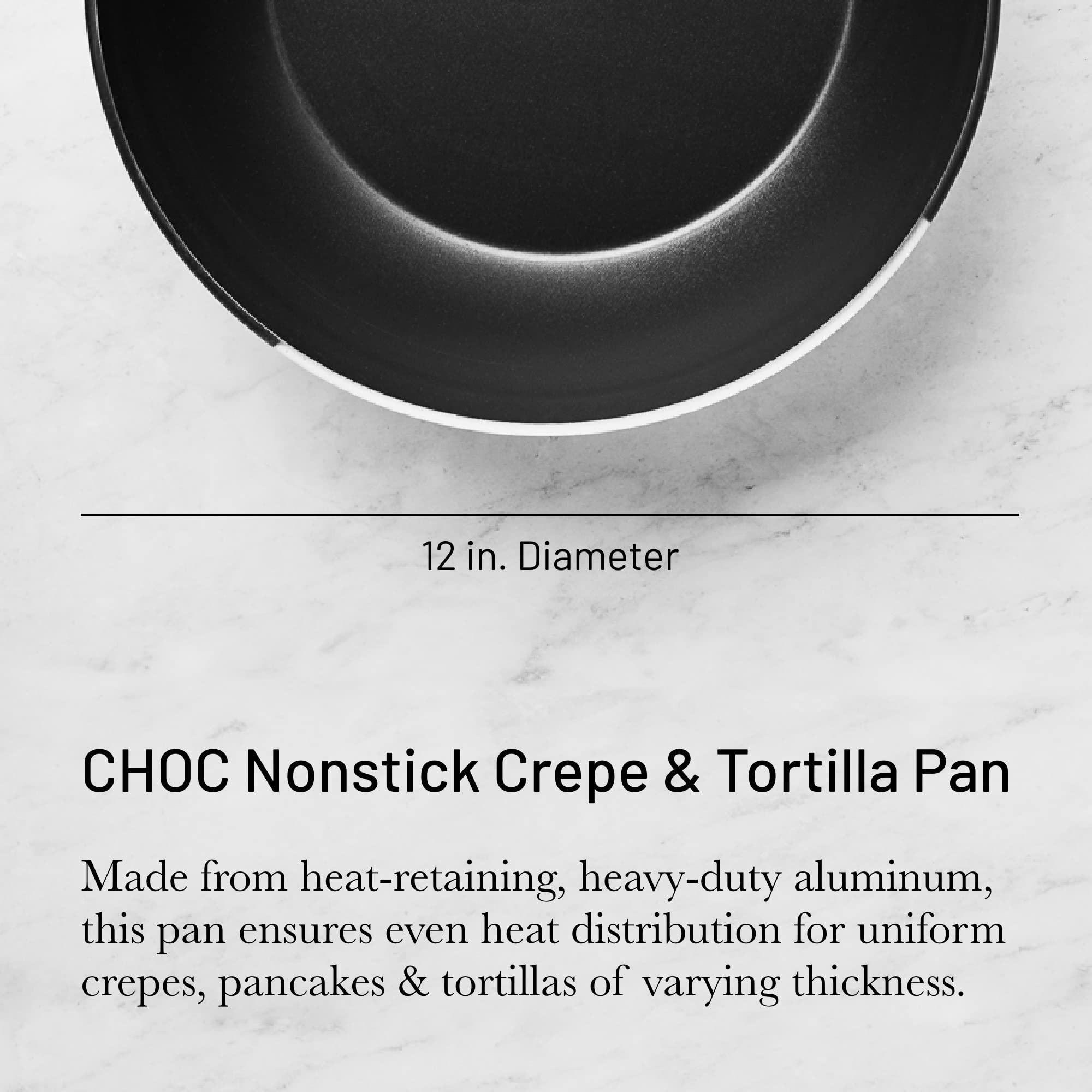 De Buyer CHOC Nonstick Crepe & Tortilla Pan - 12” - Ideal for Making & Reheating Crepes, Tortillas & Pancakes - 5-Layer PTFE Coating - Made in France