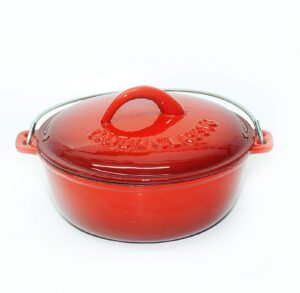 12 qt. red enamel coated cast iron dutch oven