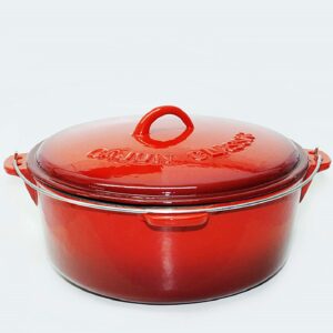 12 Qt. Red Enamel Coated Cast Iron Dutch Oven