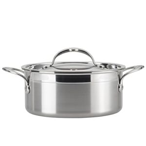 hestan - probond collection - professional clad stainless steel soup pot, induction cooktop compatible, 3 quart