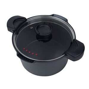 masterpan 5 qt. non-stick stock n’ pasta pot w/ locking handles and easy pour strainer, 9”