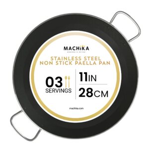 machika stainless steel pan with non-sticking surface | cooking pan | large skillet perfect for preparing mediterranean food | sandwich bottom | 3 servings | 11 inches |