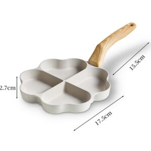 DAFEIKE Heart Egg Pan Heart Pancake Pan Nonstick Heart Shape Frying Pan 4 Cup Egg Shaped Skillet, Ivory