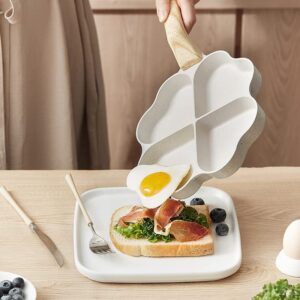 DAFEIKE Heart Egg Pan Heart Pancake Pan Nonstick Heart Shape Frying Pan 4 Cup Egg Shaped Skillet, Ivory