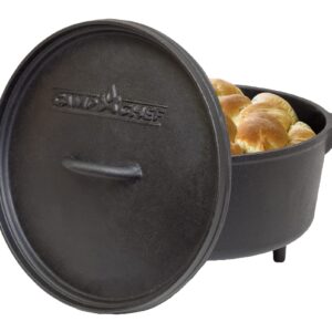 Camp Chef 12" Cast Iron Deep Dutch Oven, True Seasoned Finish Cast Iron, Volume 8 qt