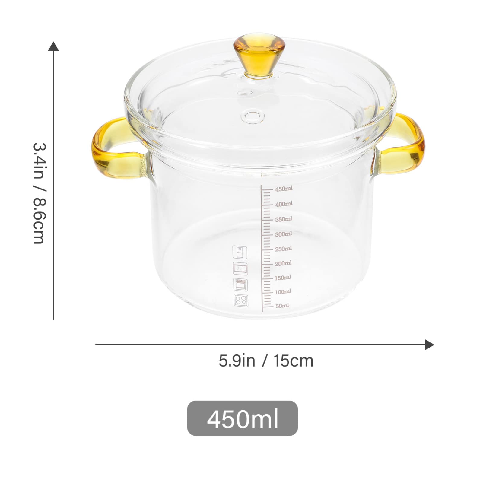 CALLARON Pots for Cooking with Lids Saucepan with Cover Simmer Pot Milk Pot -resistant Stovetop Pot And Pan with Lid for Soup Milk Baby Food 450ml