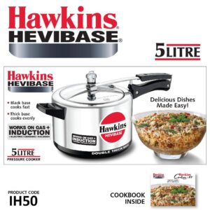 HAWKINS H56 Hevibase Induction Compatible Aluminum Pressure Cooker, 5-Liter,SILVER