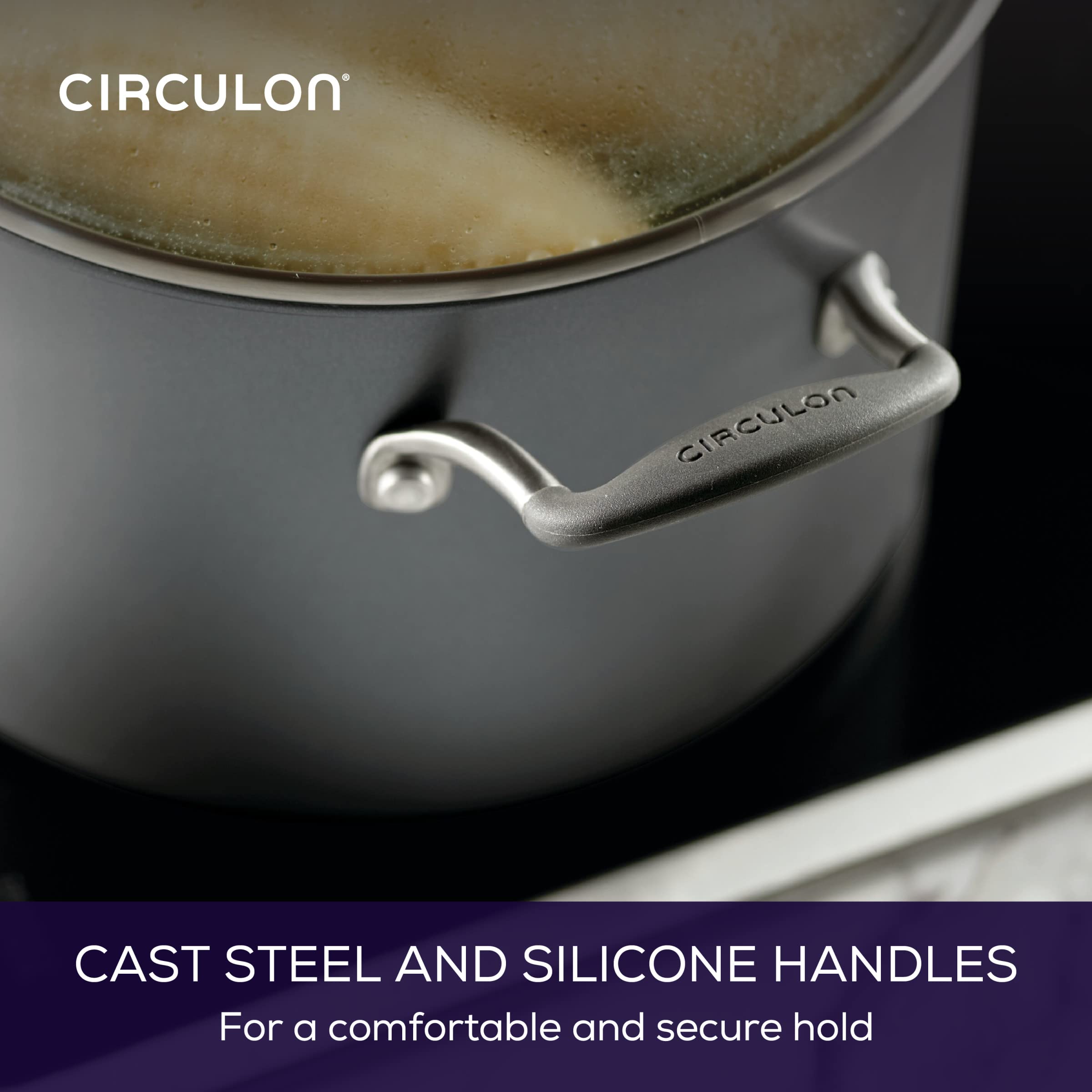 Circulon A1 Series with ScratchDefense Technology Nonstick Induction Stockpot with Lid, 8 Quart, Graphite