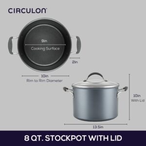 Circulon A1 Series with ScratchDefense Technology Nonstick Induction Stockpot with Lid, 8 Quart, Graphite