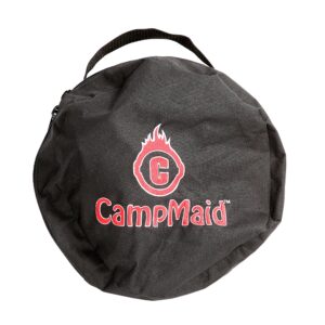 campmaid tool bag for accessories - safe, dry storage for cast iron camping cookware or plates & utensils - dutch oven carry bag for 8" and 10" dutch ovens - dutch oven accessories - (12" x 6")