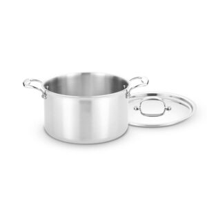 heritage steel 8 quart stock pot with lid - titanium strengthened 316ti stainless steel with 5-ply construction - induction-ready and fully clad, made in usa