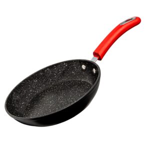 millvado nonstick frying pan, 8" small skillet with healthier granite non stick coating, omelet egg pan, cooking pan, silicone easy grip handle, compatible with electric, gas, induction frying pans