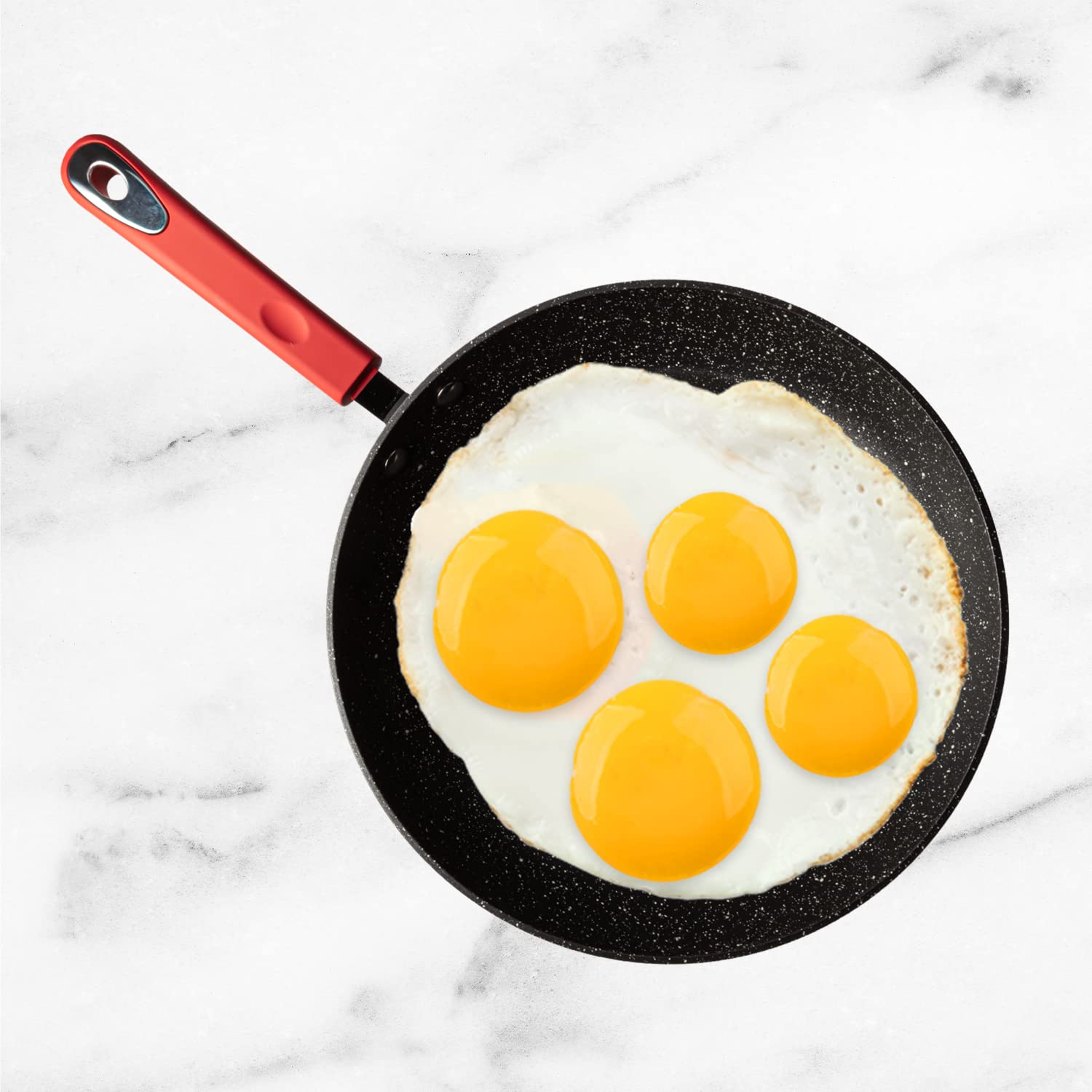 Millvado Nonstick Frying Pan, 8" Small Skillet With Healthier Granite Non Stick Coating, Omelet Egg Pan, Cooking Pan, Silicone Easy Grip Handle, Compatible with Electric, Gas, Induction Frying Pans