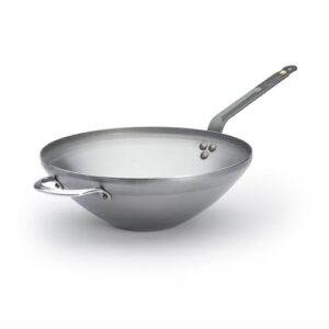 de buyer mineral b carbon steel wok pan - 12.5” - ideal for steaming, stir frying & deep frying - naturally nonstick - made in france