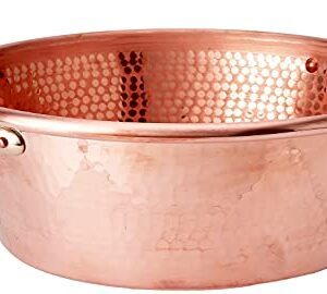 Mauviel M'Passion 1.2 mm Hammered Copper Jam Pan With Brass Handles, 14.4-qt, Made In France