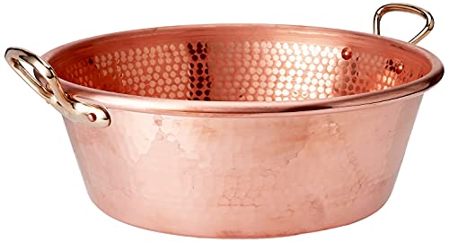 Mauviel M'Passion 1.2 mm Hammered Copper Jam Pan With Brass Handles, 14.4-qt, Made In France