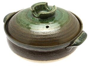 kotobuki donabe japanese hot pot, medium, brown/green
