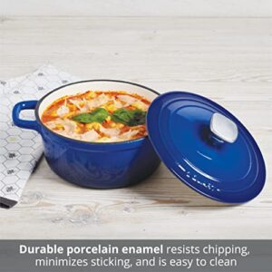 MasterPRO - Legacy Enameled Cast Iron Collection - 2 Quart Dutch Oven with Lid - Gorgeous Oven to Table Presentation with Ombre Design on the Cookware - Blue