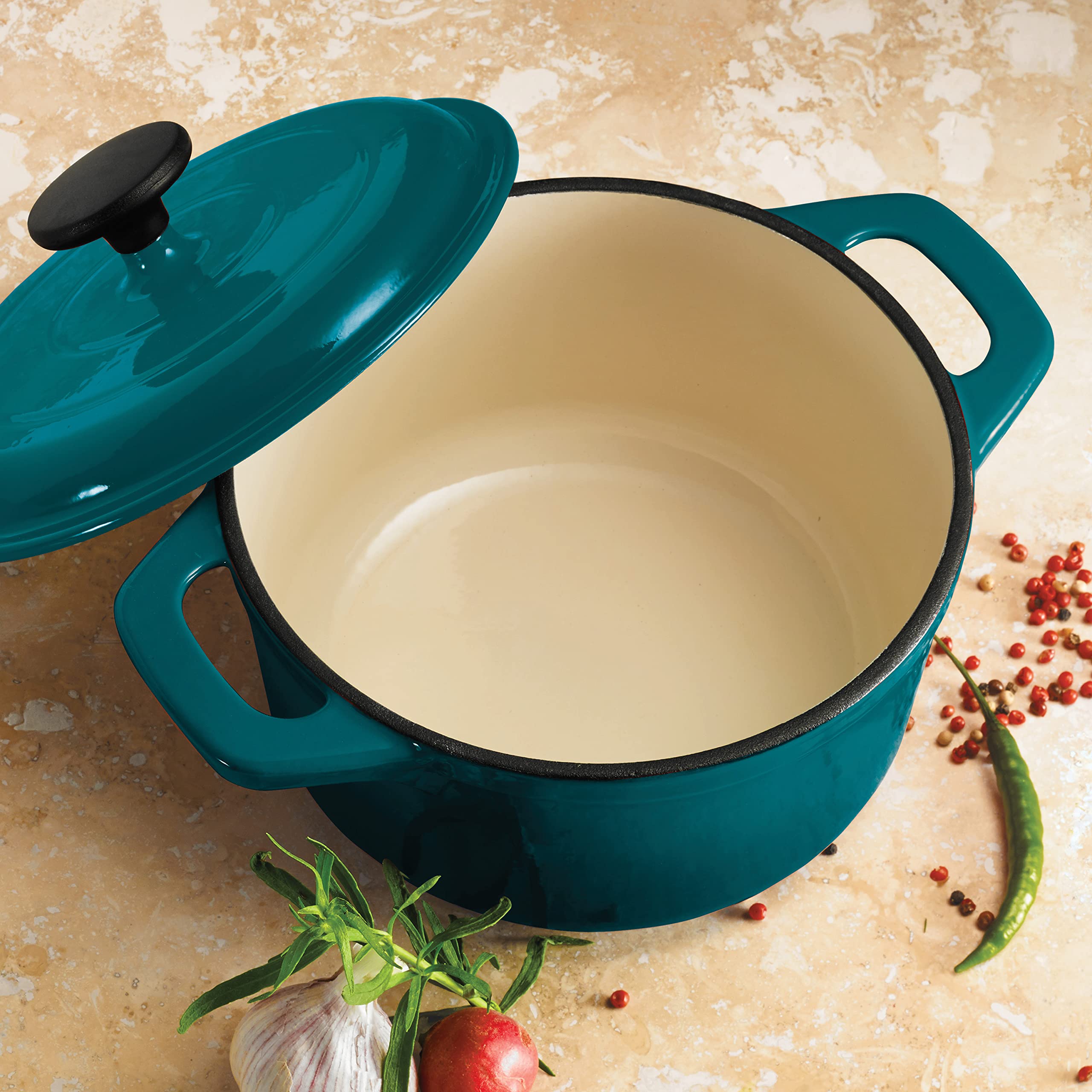 Tramontina Enameled Cast-Iron Dutch Oven 3.5 Qt (Teal), 80131/637DS
