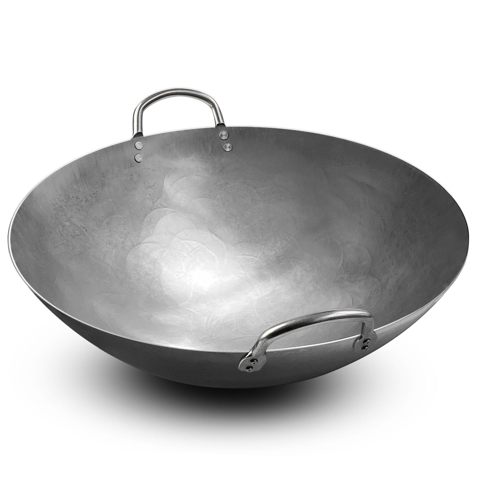 SUNRISE KITCHEN SUPPLY Heavy Duty Hong Kong Style Carbon Steel Wok (Round Bottom) 15"