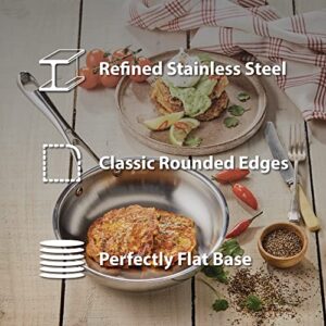 Swiss Diamond 8 Inch Stainless Steel Frying Pan – Professional Cooking Pan to Stir Fry and Saute – Oven- & Dishwasher-Safe Skillet for Induction, Gas, Electric DLX