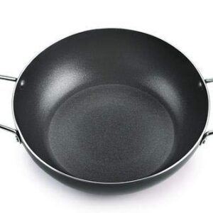 Induction Base Non-Stick Kadai with Glass Lid Non Stick Frying Pan Wok Flat Bottom Non Stick All Purpose Pan Non-Stick Aluminium Kadhai Deep Fry Pan (240mm) 2.2Ltr