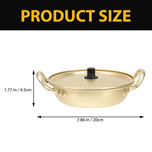 Korean Ramen Pot Noodle Bowl: Golden Korea Cooking Instant Noodles Pots- Made Ramyun Bowls with Lid and Handle- Aluminum Soup Cooker Set- Korean Ramen Pot Double Ears Pot Kitchen Cookware