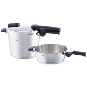 fissler vitaquick pressure cooker & pressure skillet - 2.6 qt & 6.3. qt - made in germany - for all cooktops - safe & intuitive design - pressure cooker pot steel