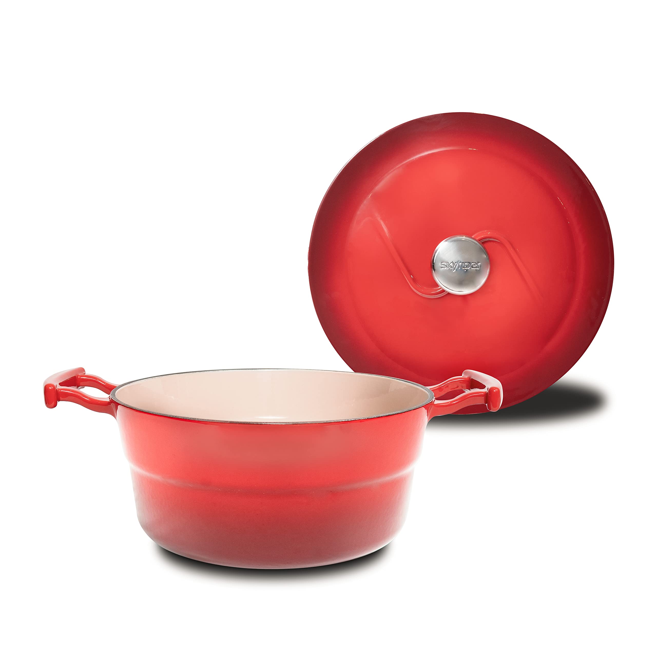 Skyriper 6 Quart Dutch Oven Pot with Lid Non-Stick Enameled Cast Iron Dutch Oven for Bread Baking, Roasting & Braising, Deep Round Heavy-duty Casserole Dish, Compatible with all Cooktops & Ovens, Red