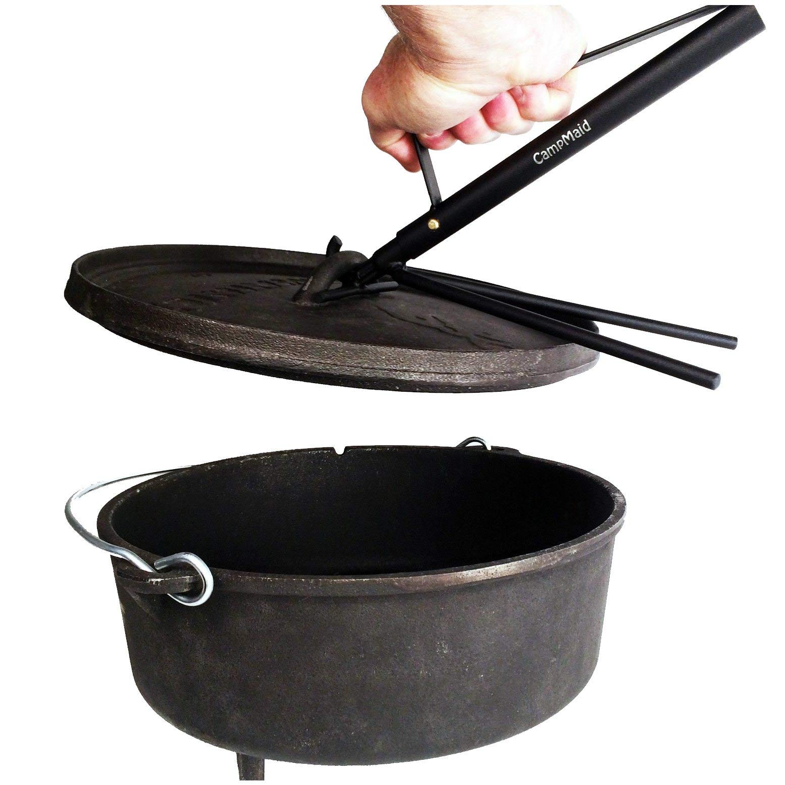 CampMaid Dutch Oven Kickstand & Lid Lifter - Durable Dutch Oven Lid Lifter - Lightweight & Portable Camp Cooking Accessories - Unique Camp Kitchen Equipment - Outdoor Cooking Essentials