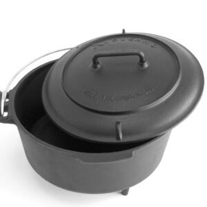 Volcano Grills Cast Iron Vintage Style Dutch Oven for Camping, 8 quarts, Black