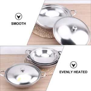 UPKOCH Stainless Steel Hot Pot Pan: 27cm Metal Shabu Shabu Hot Pot Stir Fry Pan Non Stick Hot Pot with Lid and Handle for Kitchen Cooking