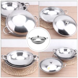 UPKOCH Stainless Steel Hot Pot Pan: 27cm Metal Shabu Shabu Hot Pot Stir Fry Pan Non Stick Hot Pot with Lid and Handle for Kitchen Cooking