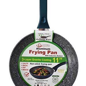 Uniware Aluminum Non-Stick Frying Pan w/Induction Bottom, 3-Layer Granite Coating, 3 Size Variants (11")