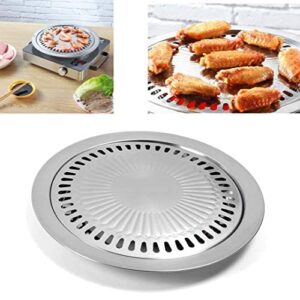 saim korean bbq grill pan,stainless steel non-stick roasting smokeless barbecue grill pan,round korean style stovetop for indoor outdoor camping bbq