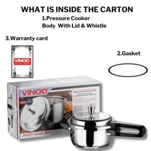 Vinod V-2L Stainless Steel Sandwich Bottom Pressure Cooker, 2-Liter,Silver,Medium