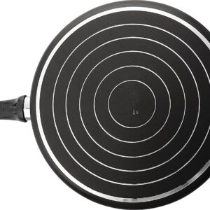 Mehtap 13 Inch Saute Pan with Lid and Two Handles, Teflon Classic Nonstick Frying Skillet Cookware for Simmering, Sautéing, and Braising, Black