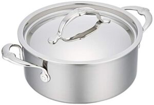 hestan - nanobond collection - titanium stainless steel 3-quart soup pot with lid - toxin, pfas, & chemical free clean cookware, induction cooktop compatible