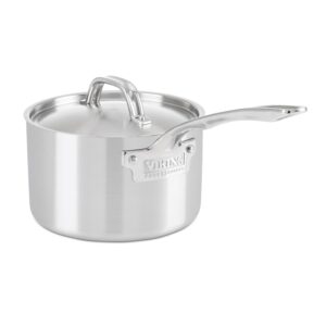 viking culinary professional 5-ply stainless steel saucepan, 3 quart, includes lid, dishwasher, oven safe, works on all cooktops including induction