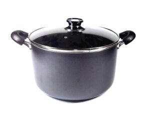 uniware non-stick aluminum stock pot with glass lid,black (30 qt)