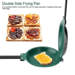 Double Side Pan, Haofy Double Side Pancake Griddle Molds Non-stick Ceramic Coating Flip Frying Pan Pancake Maker Household Kitchen Cookware (Green)