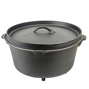 cuisiland 20qt dia 17-inch huge pre-seasoned cast iron dutch oven with 3 legs