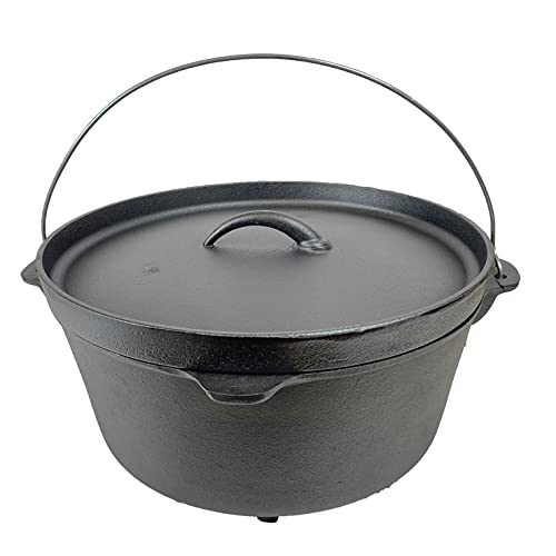 Cuisiland 20Qt DIA 17-inch Huge Pre-seasoned Cast iron Dutch oven with 3 Legs
