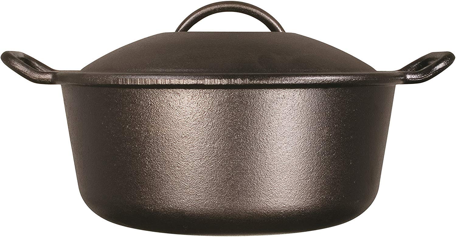 Lodge BOLD 7 Quart Seasoned Cast Iron Dutch Oven, Design-Forward Cookware,Black