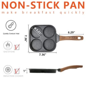 4 Cups Egg Frying Pan Omelet Skillet,Non Stick Egg Skillet Burger Pan for Eggs, Burgers and Bacon(Aperture Diameter 3.5 inch)