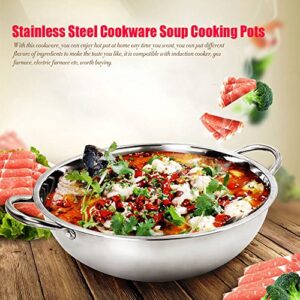 Stainless Steel Shabu Hot Pot Induction Cooker Home Kitchen Cookware Soup Cooking Pots for Cooktop Gas Stove (11.8inch)
